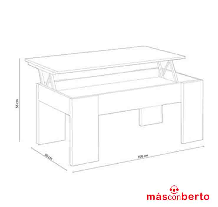 MESA CENTRO ELEVABLE 45X100X50CM ROBLE ALASKA