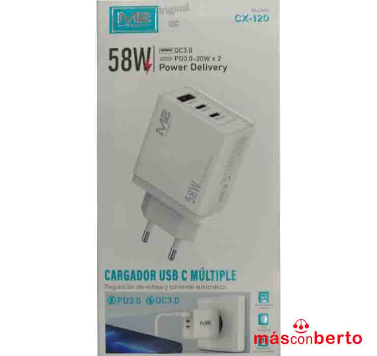 Cargador USB C Múltiple 58W...