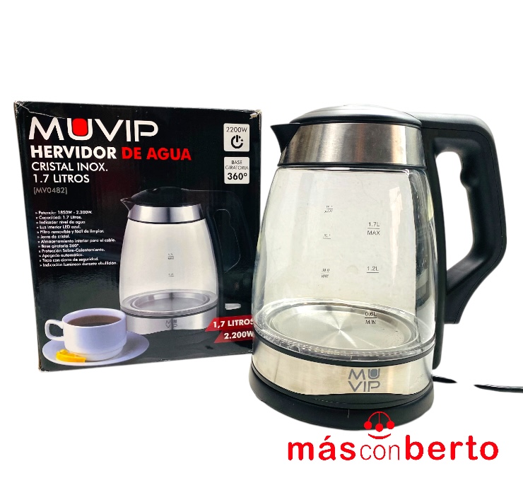 Hervidor agua cristal inox...