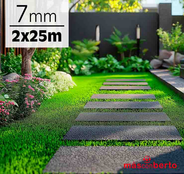 Césped Artificial 7mm 2x25M...