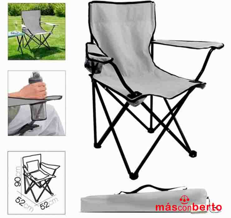Silla Camping Plegable Gris...