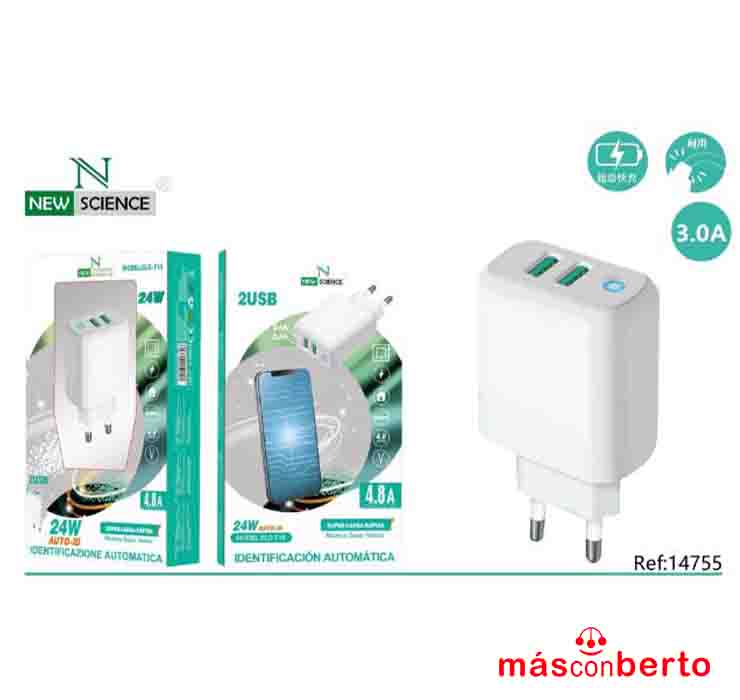 Enchufe 2USB 24W 2.4A SLD-T15