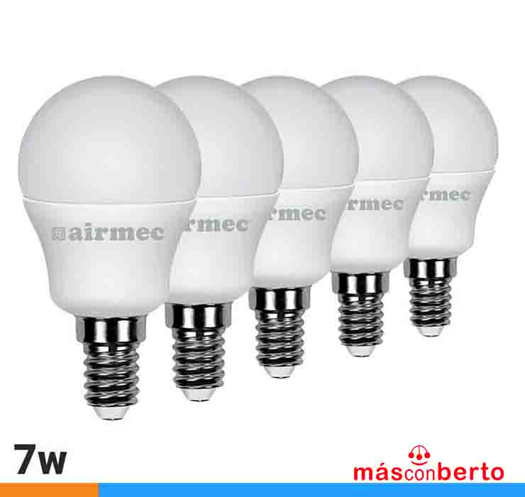 Pack 5 bombillas G45 7W Luz...