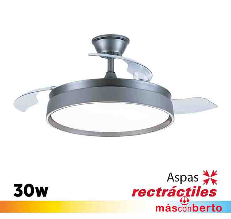 Ventilador Techo Plata Luz...