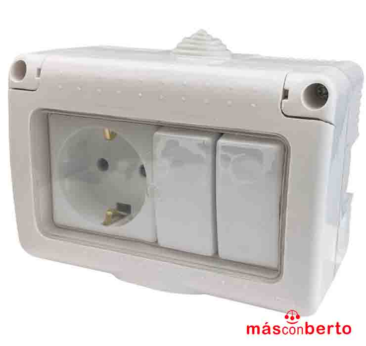 Enchufe estanco 1 toma+2...