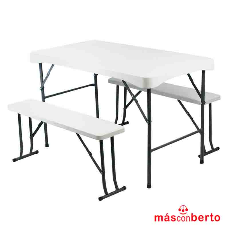 Mesa Plegable + 2 Bancos...